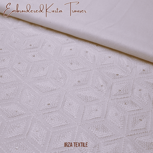 Andaaz Cream Embroidered Kurta Trouser Fabric AD-104 - Irza Textile