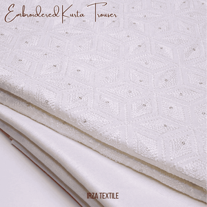 Andaaz Cream Embroidered Kurta Trouser Fabric AD-104 - Irza Textile