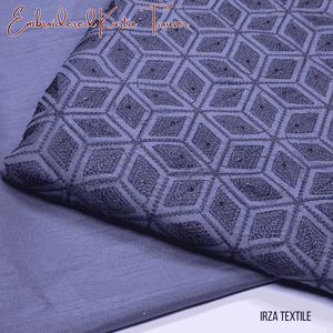Andaaz Ice Blue Embroidered Kurta Trouser Fabric AD-101 - Irza Textile