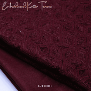 Andaaz Maroon Embroidered Kurta Trouser Fabric AD-102 - Irza Textile