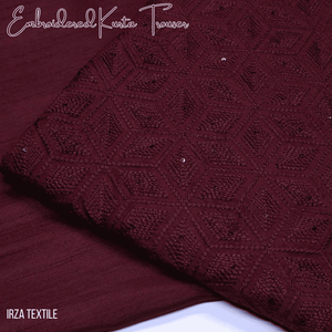 Andaaz Maroon Embroidered Kurta Trouser Fabric AD-102 - Irza Textile