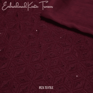 Andaaz Maroon Embroidered Kurta Trouser Fabric AD-102 - Irza Textile