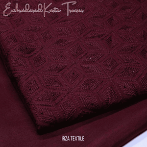 Andaaz Maroon Embroidered Kurta Trouser Fabric AD-102 - Irza Textile