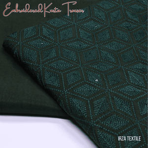 Andaaz Mehandi Green Embroidered Kurta Trouser Fabric AD-103 - Irza Textile