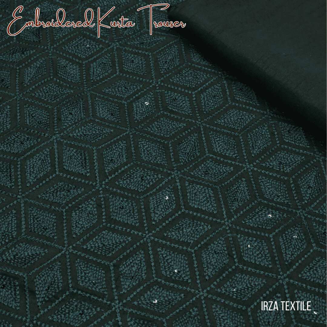 Andaaz Mehandi Green Embroidered Kurta Trouser Fabric AD-103