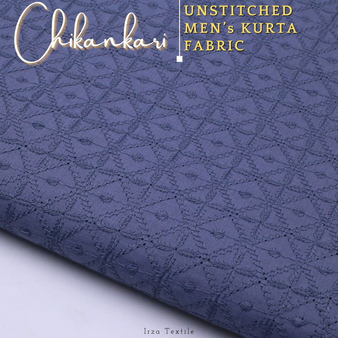 Un-Stitched Embroidered Ice Grey Soft Cotton Kurta GT-9244