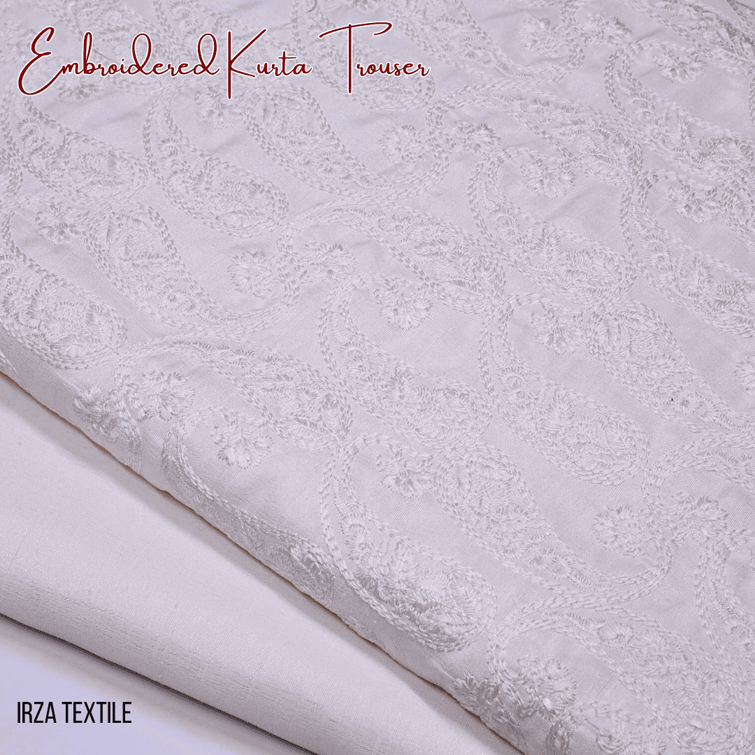 Monarch Cream Embroidered Kurta Trouser Fabric MA-56
