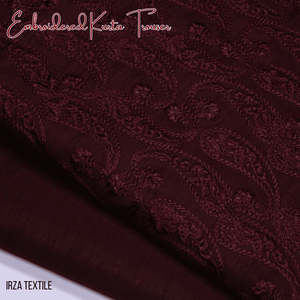 Monarch Maroon Embroidered Kurta Trouser Fabric MA-58 - Irza Textile