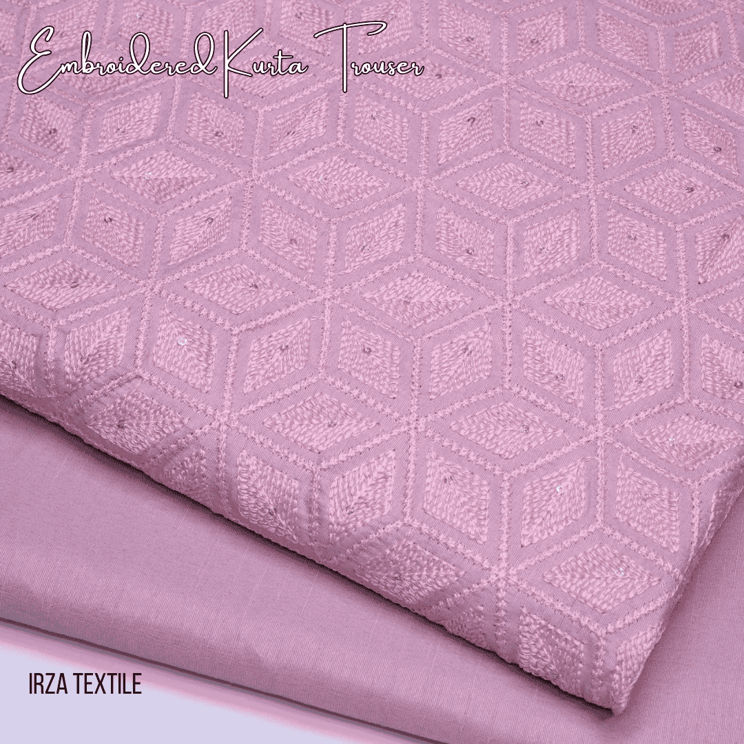Nawab Tea Pink Embroidered Kurta Trouser Fabric NA-17