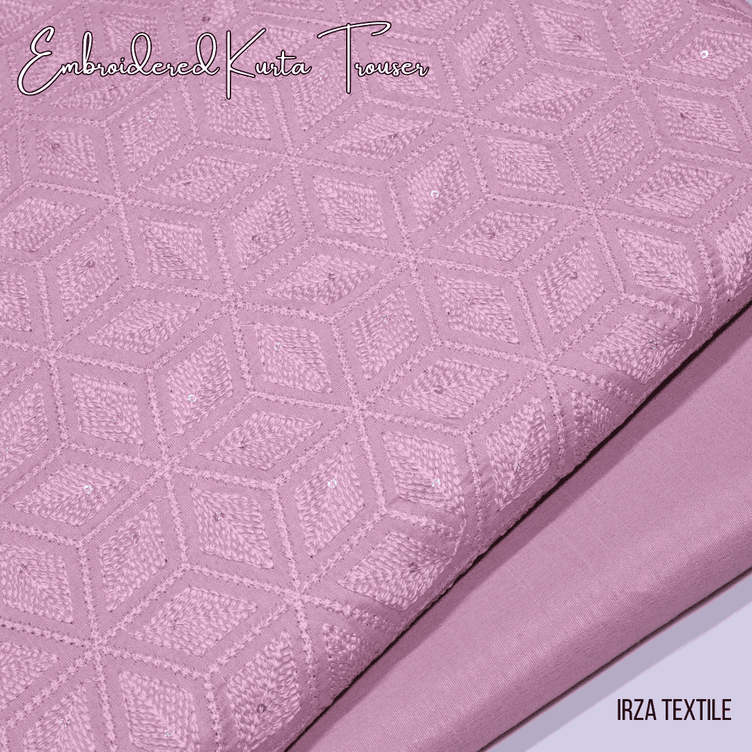 Nawab Tea Pink Embroidered Kurta Trouser Fabric NA-17