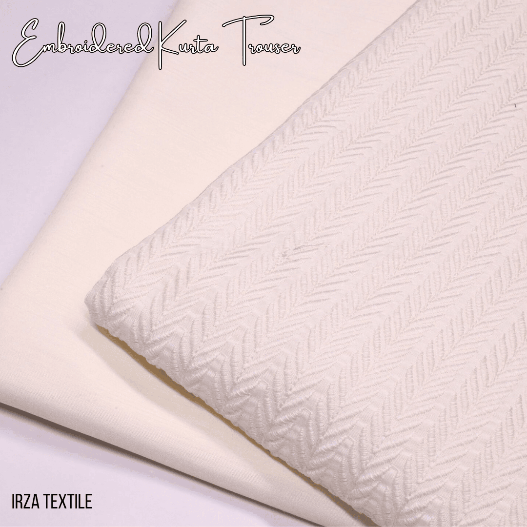 Resham Cream Embroidered Kurta Trouser Fabric RH-64