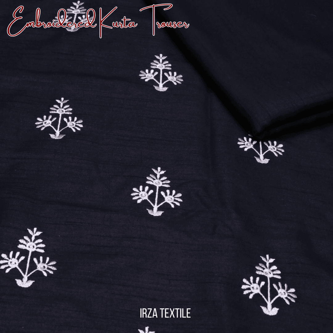 Riwayat Black Embroidered Kurta Trouser Fabric RT-70 - Irza Textile