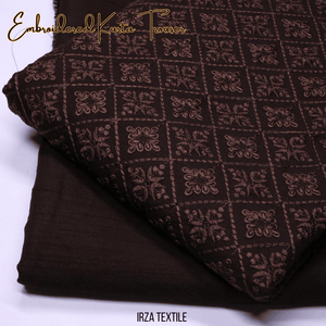 Saltanat Brown Embroidered Kurta Trouser Fabric ST-56 - Irza Textile