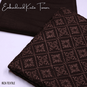 Saltanat Brown Embroidered Kurta Trouser Fabric ST-56 - Irza Textile