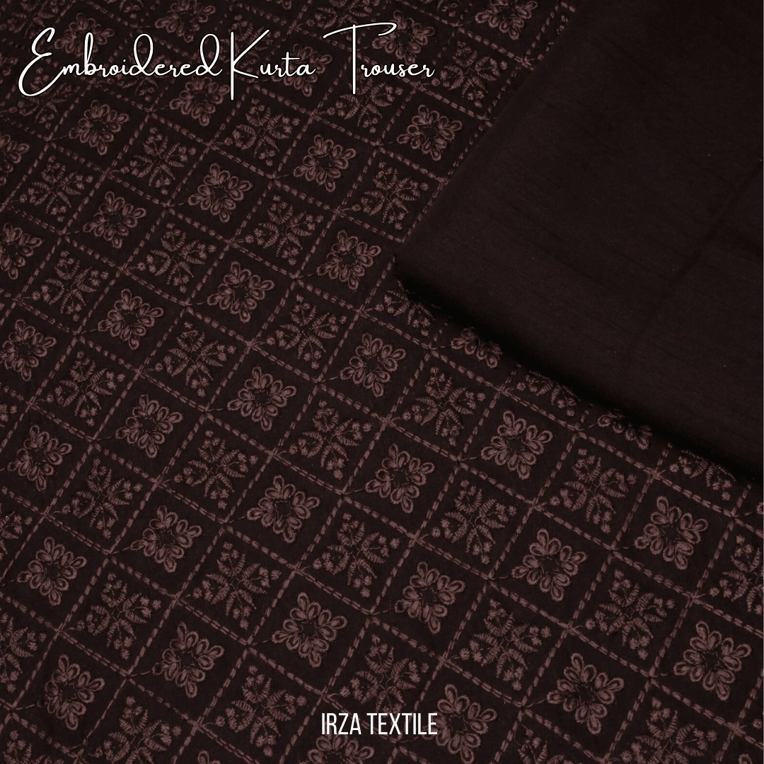 Saltanat Brown Embroidered Kurta Trouser Fabric ST-56