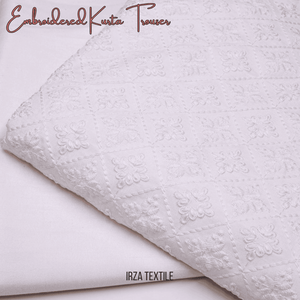 Saltanat Cream Embroidered Kurta Trouser Fabric ST-57 - Irza Textile