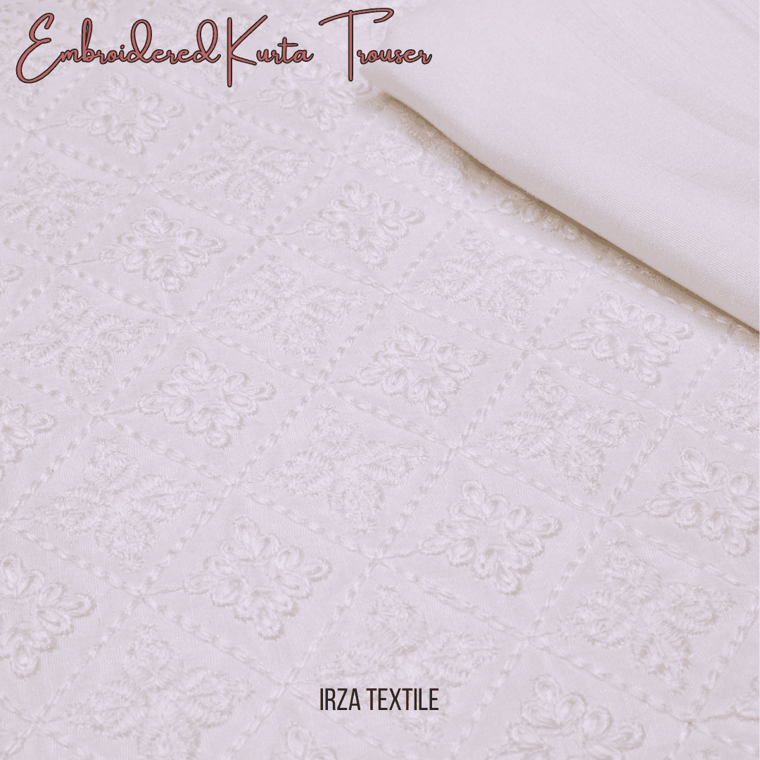 Saltanat Cream Embroidered Kurta Trouser Fabric ST-57