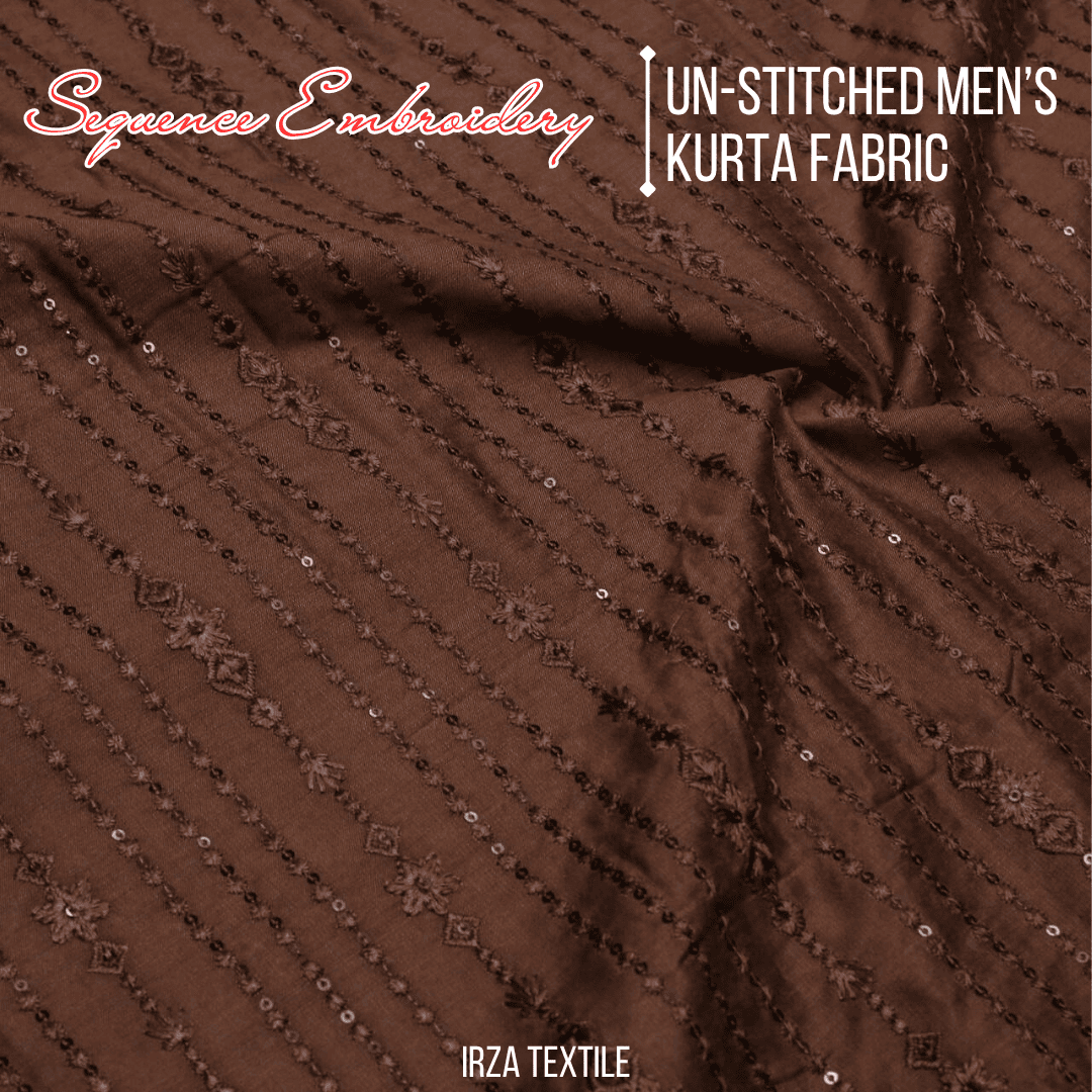 Un-Stitched Cotton Silk Camel Sequence Embroidery Kurta AOB-149