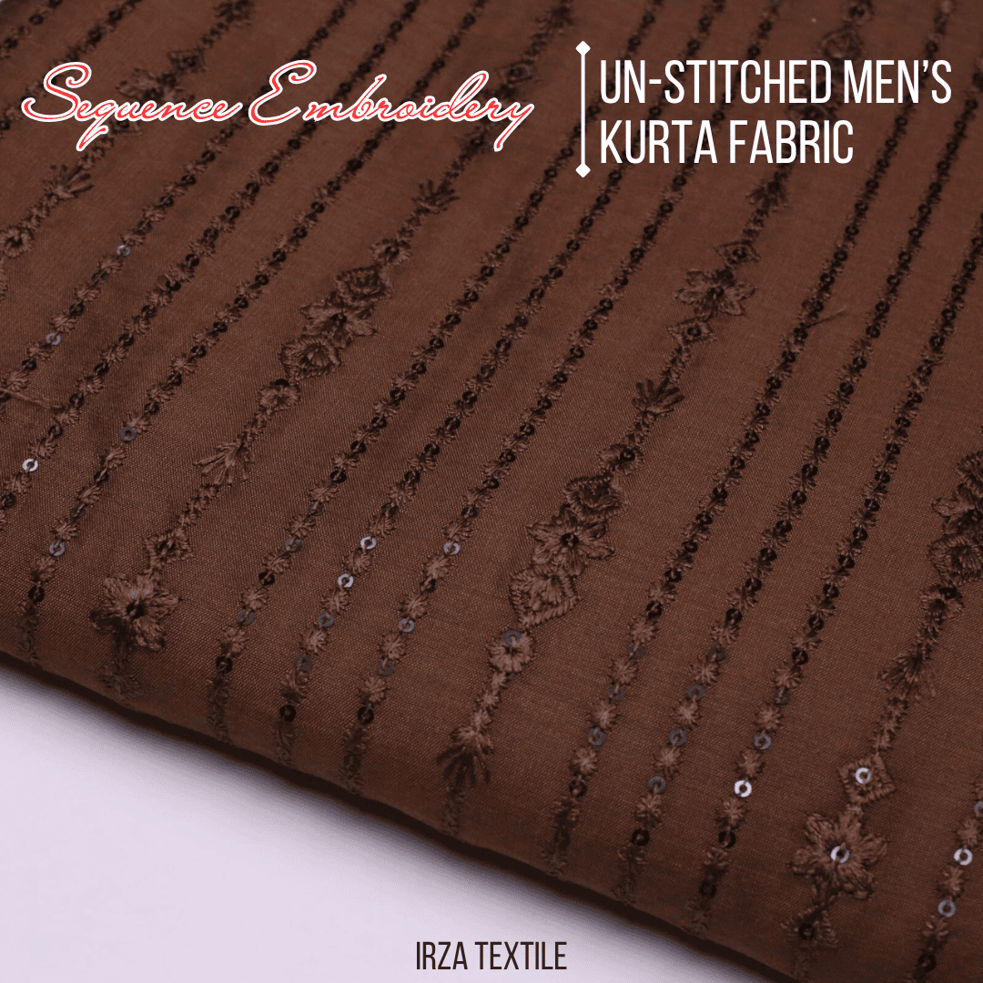 Un-Stitched Cotton Silk Camel Sequence Embroidery Kurta AOB-149