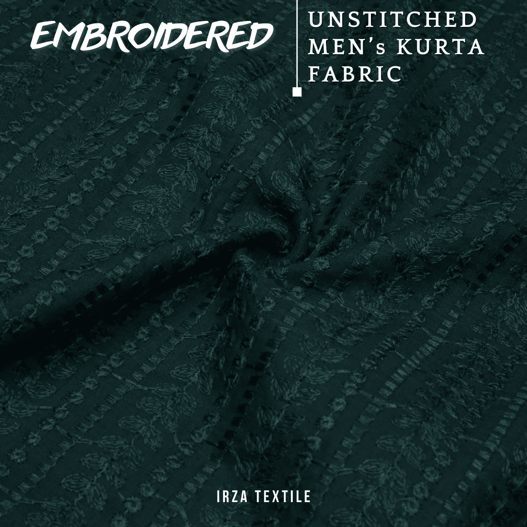 Un-Stitched Embroidered Kai Green Cotton Kurta GT-9262