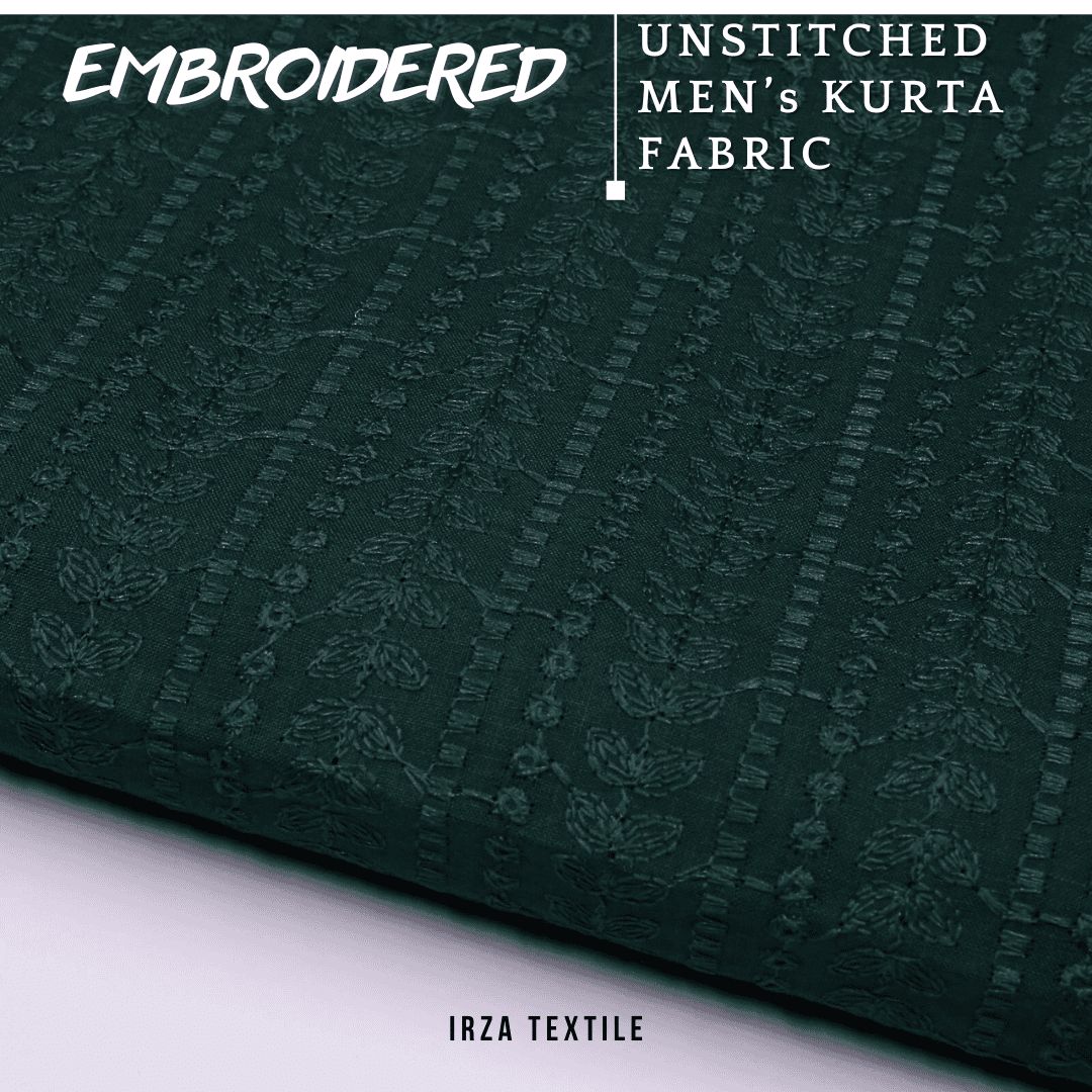 Un-Stitched Embroidered Kai Green Cotton Kurta GT-9262 - Irza Textile