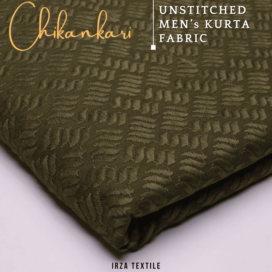 Un-Stitched Embroidered Mehandi Green Cotton Kurta GT-9259