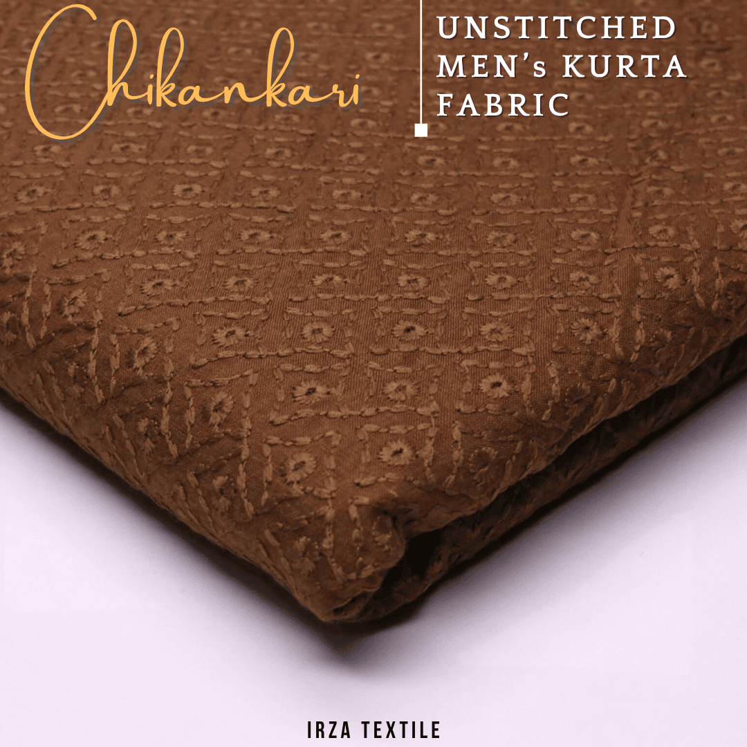 Un-Stitched Embroidered Tobacco Cotton Kurta GT-9260