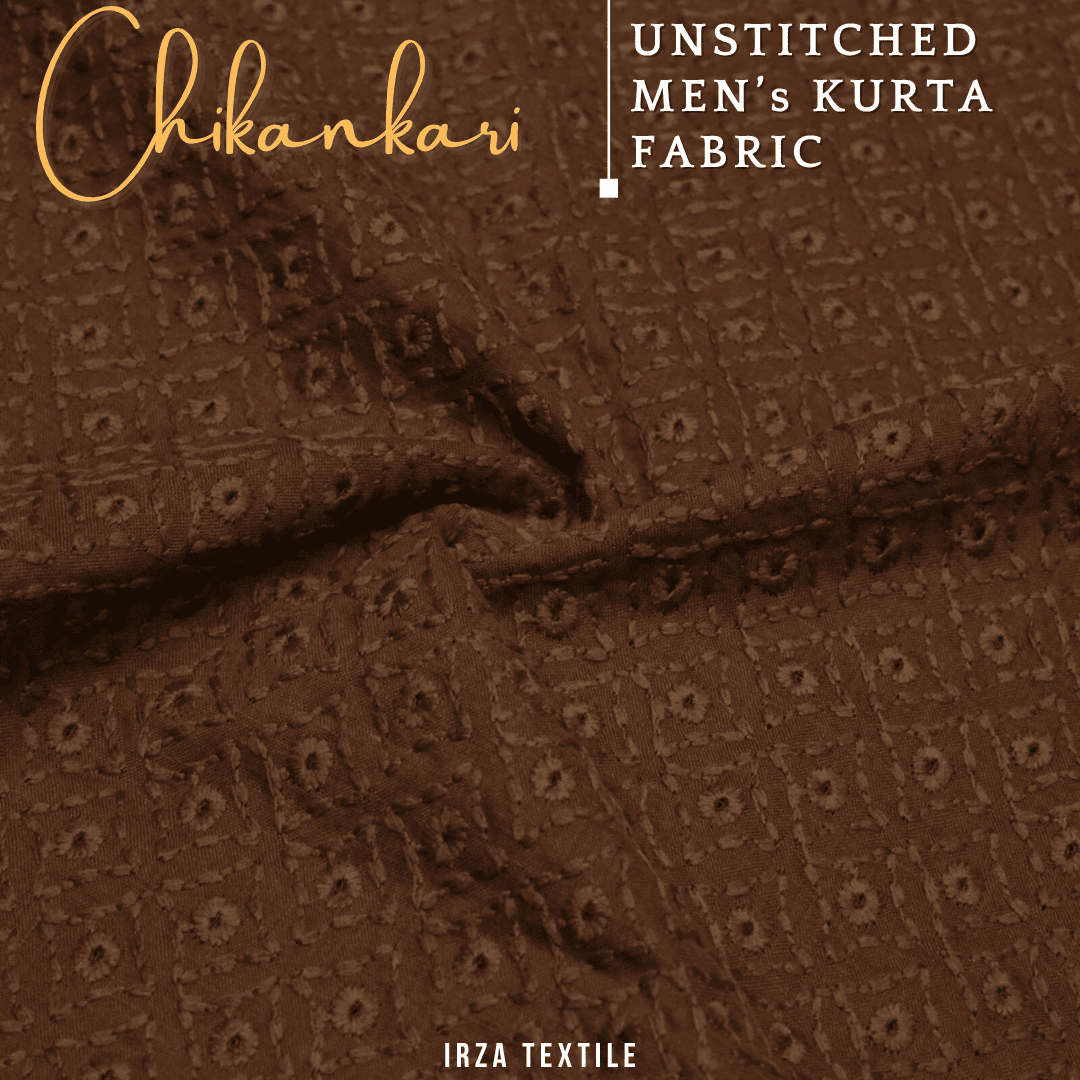 Un-Stitched Embroidered Tobacco Cotton Kurta GT-9260