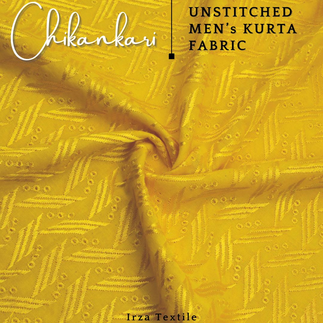 Un-Stitched Embroidered Yellow Soft Cotton Kurta GT-9255