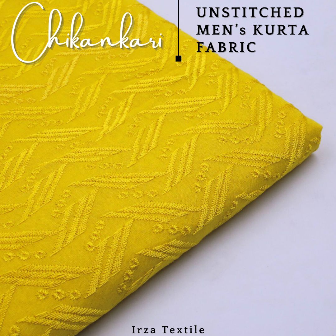 Un-Stitched Embroidered Yellow Soft Cotton Kurta GT-9255