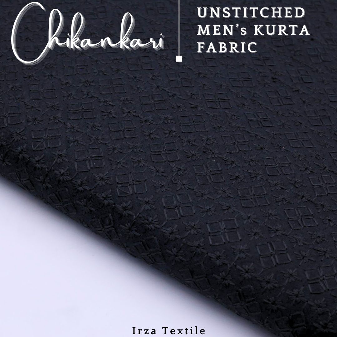 Un-Stitched Embroidered Black Soft Cotton Kurta GT-9248