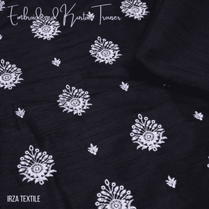 Un-stitched Motif Black Embroidered Kurta Trouser Fabric MF-102 - Irza Textile