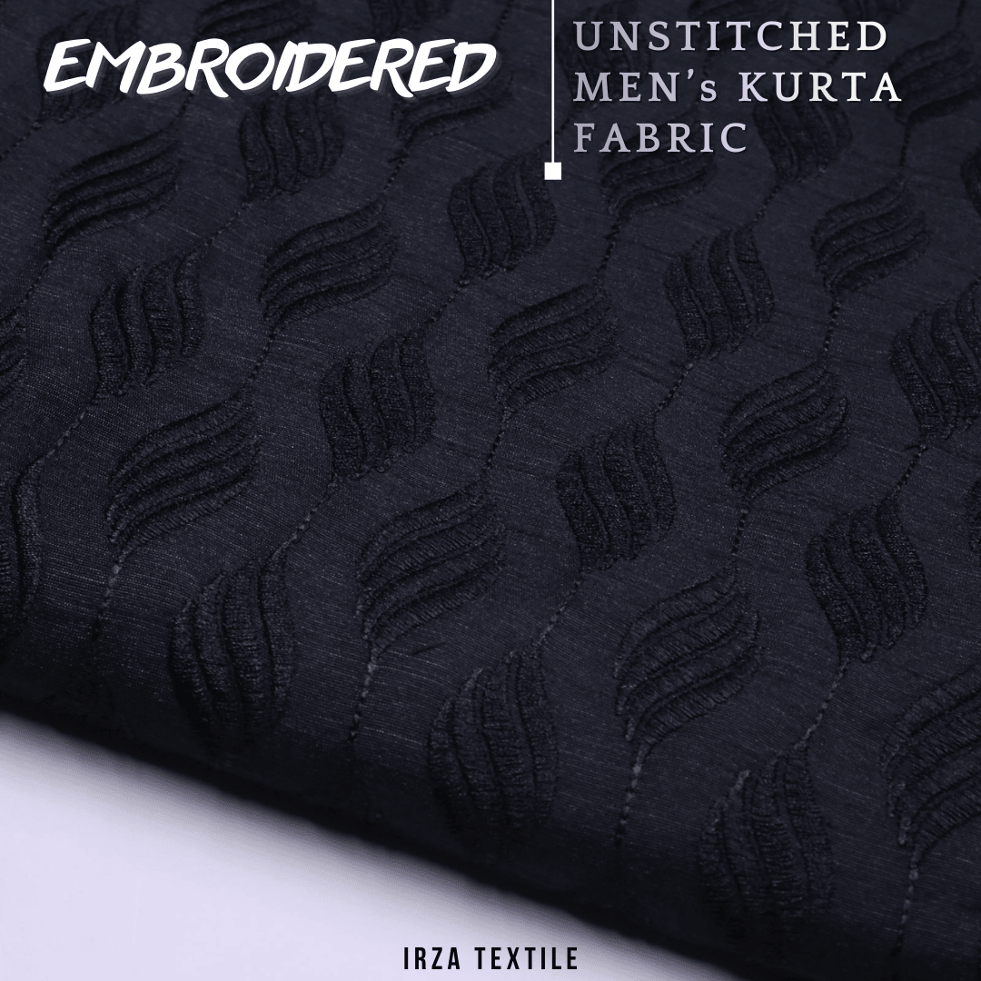Unstitched Black Dastaan Embroidered Kurta DA-12