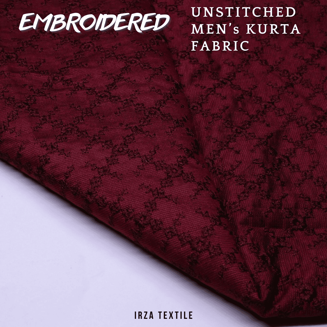 Unstitched Maroon Nigar Embroidered Kurta AF-10