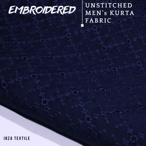 Unstitched Navy Blue Nigar Embroidered Kurta AF-12 - Irza Textile