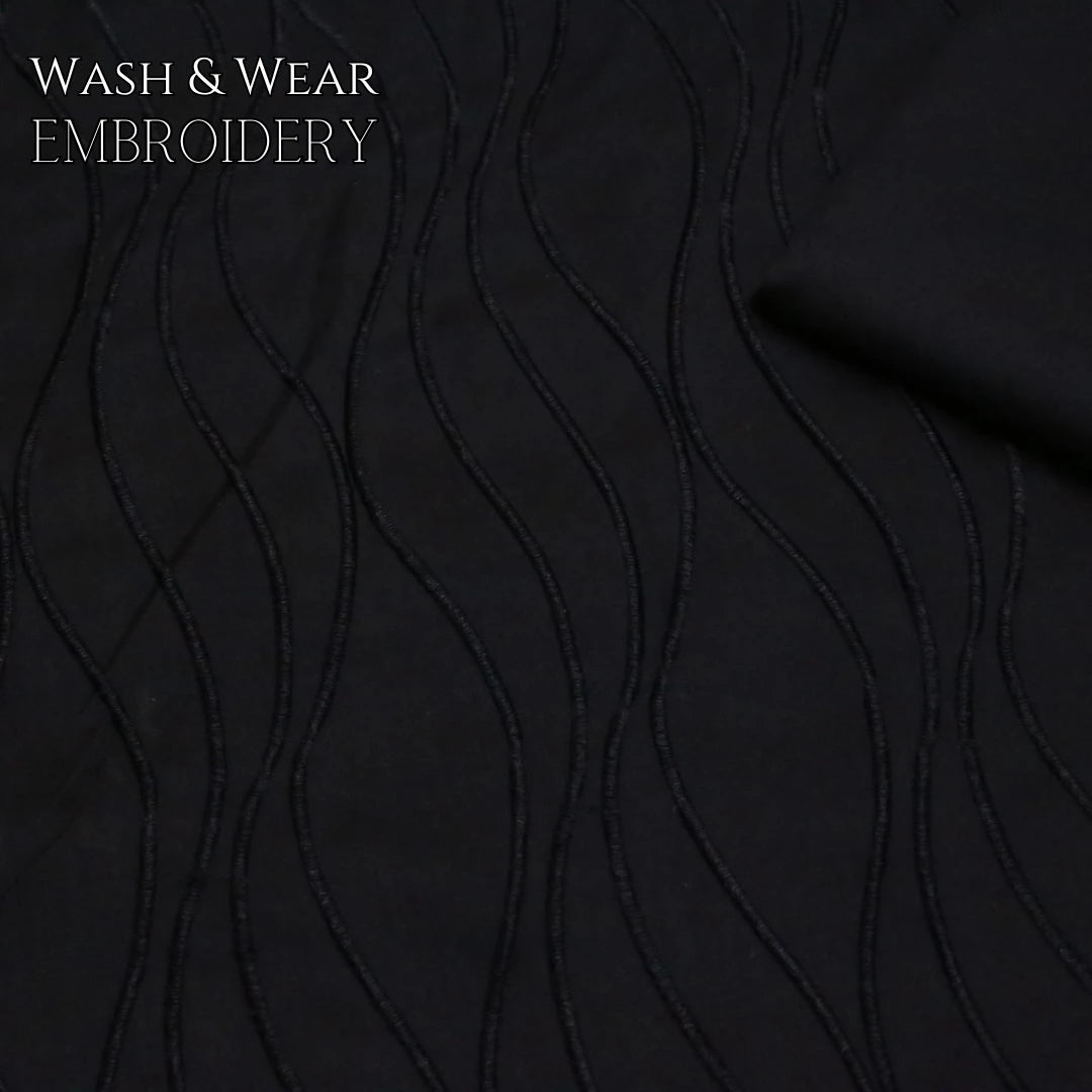 Black Wash And Wear Embroidered Kurta Trouser Fabric W103