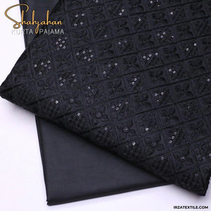 Shahjahan Embroidered Black Un-Stitched Kurta Pajama - Irza Textile