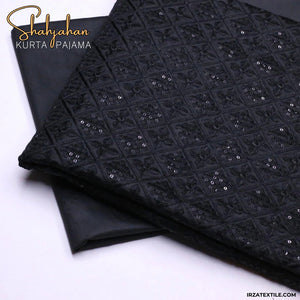 Shahjahan Embroidered Black Un-Stitched Kurta Pajama - Irza Textile