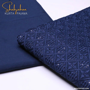 Shahjahan Embroidered Zink Blue Un-Stitched Kurta Pajama - Irza Textile