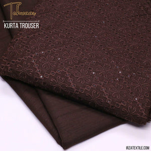 Tehwaar Brown Embroidered Kurta Trouser Fabric WR-32 - Irza Textile
