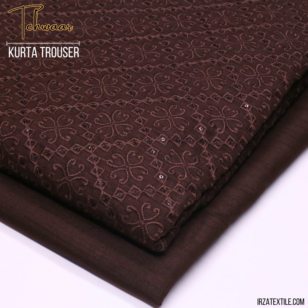 Tehwaar Brown Embroidered Kurta Trouser Fabric WR-32
