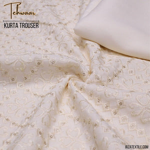 Tehwaar Cream Embroidered Kurta Trouser Fabric WR-31 - Irza Textile