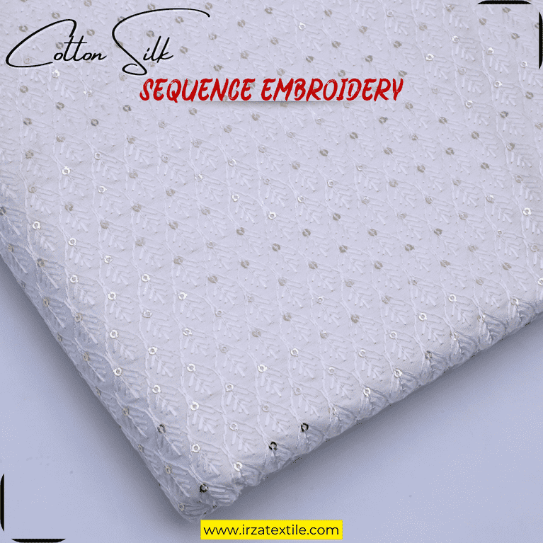 Un-Stitched Cotton Silk Off White Golden Sequence Embroidery Kurta AOB-110