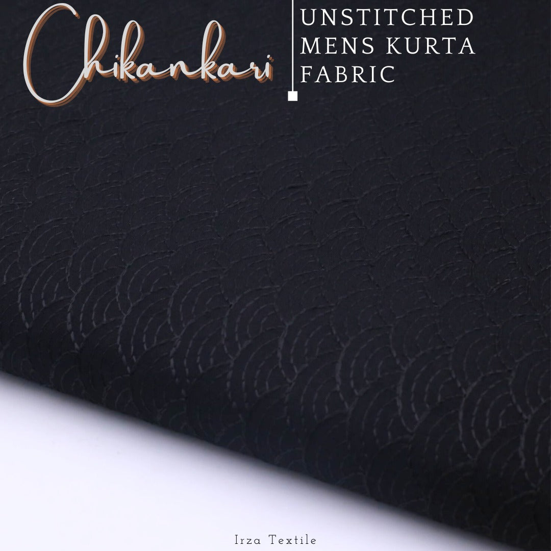 Un-Stitched Embroidered Black Cotton Kurta GT-9238