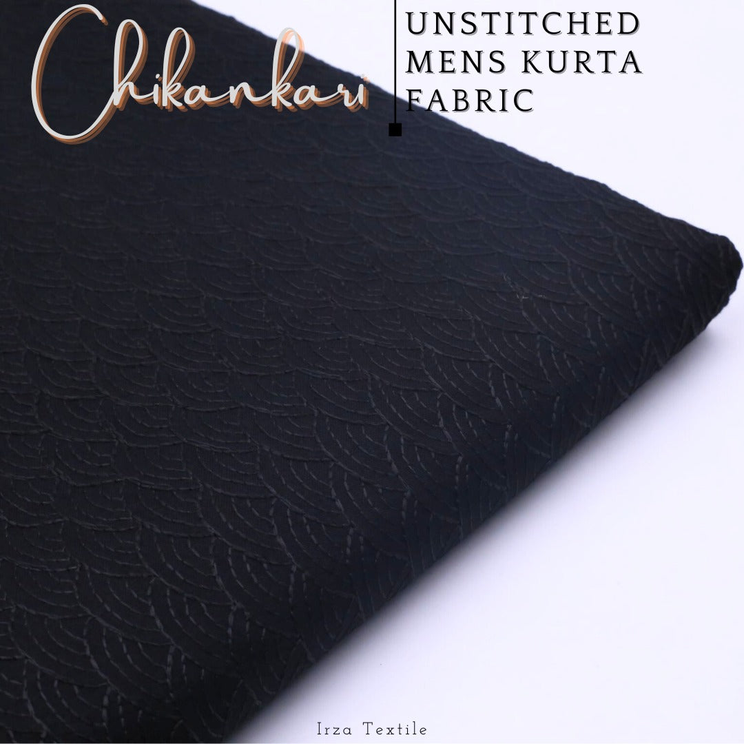 Un-Stitched Embroidered Black Cotton Kurta GT-9238