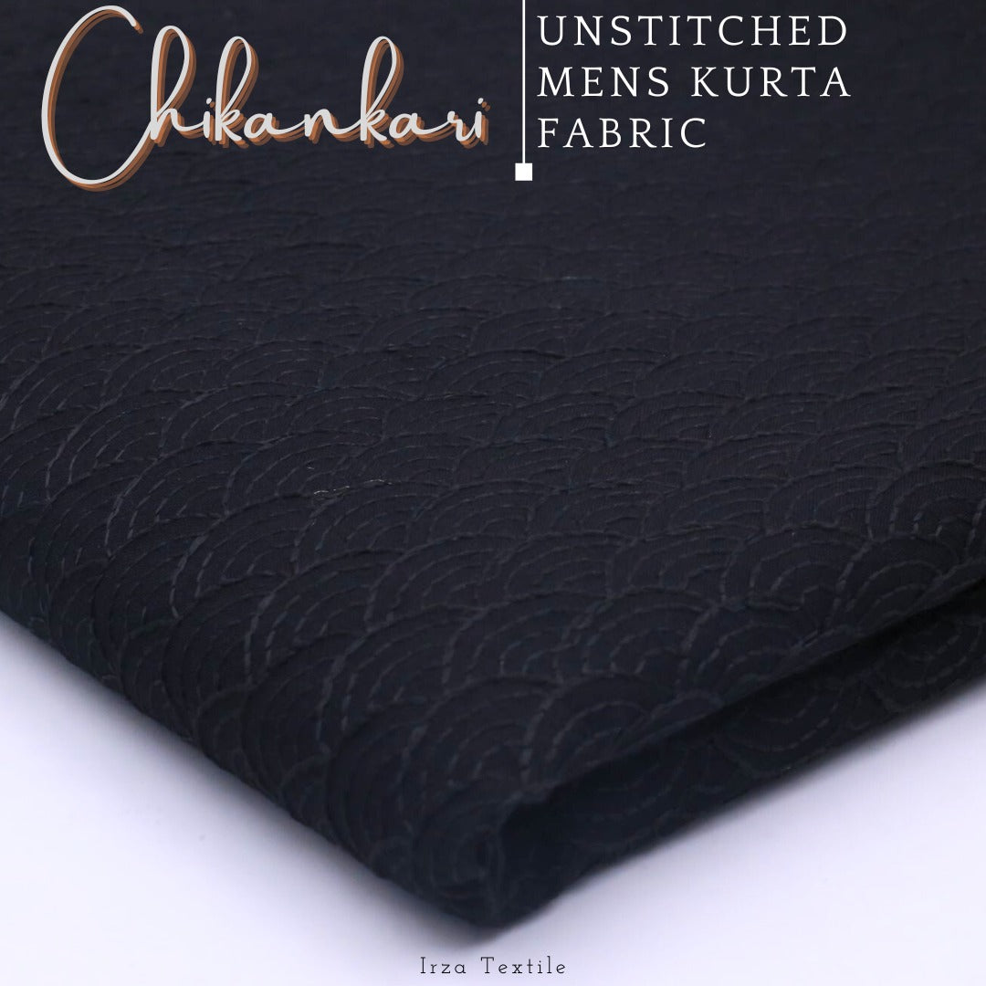 Un-Stitched Embroidered Black Cotton Kurta GT-9238