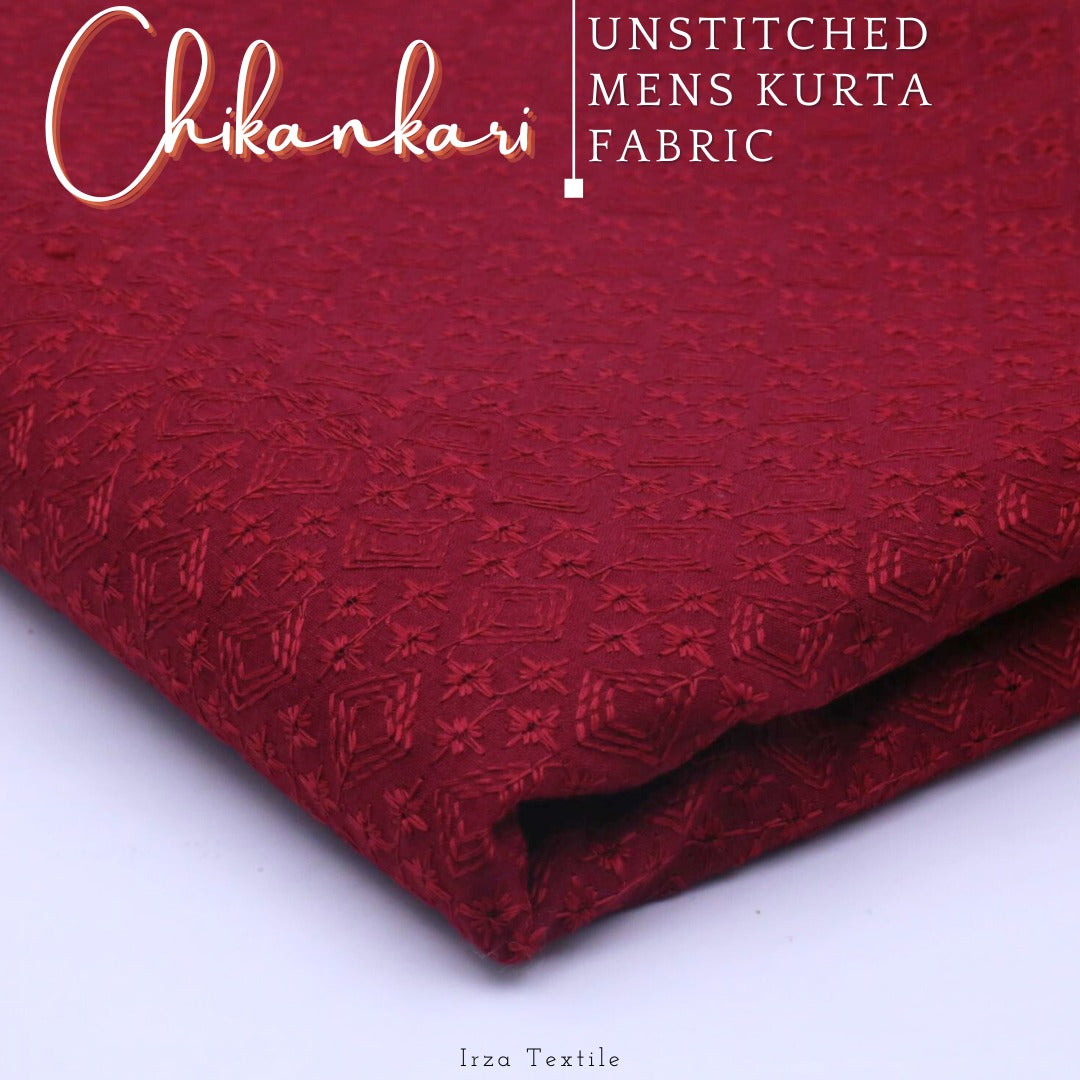 Un-Stitched Embroidered Chikankari Maroon Kurta TP-9501