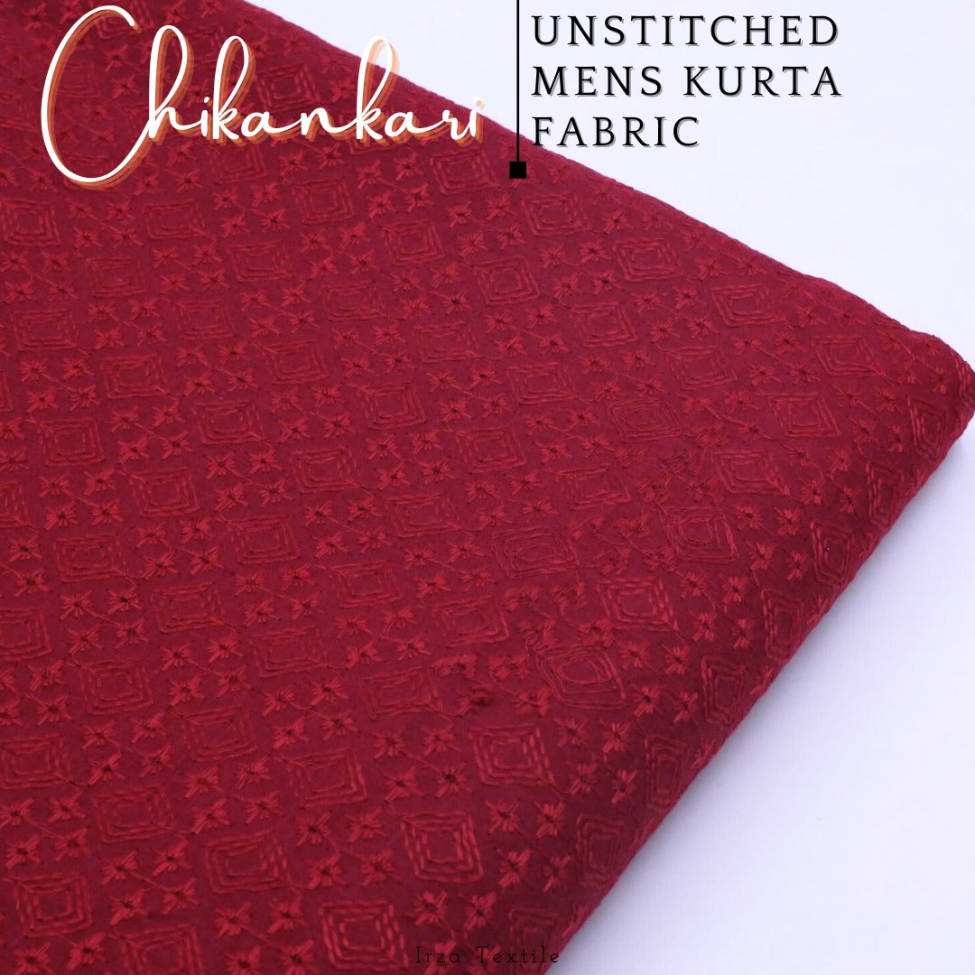 Un-Stitched Embroidered Chikankari Maroon Kurta TP-9501