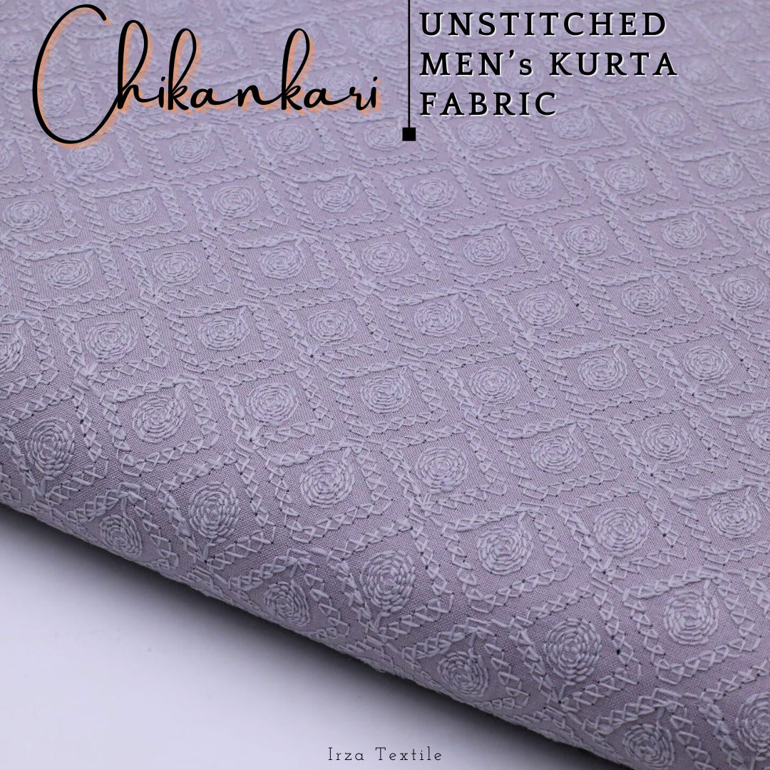 Un-Stitched Embroidered Grey Soft Cotton Kurta GT-9241