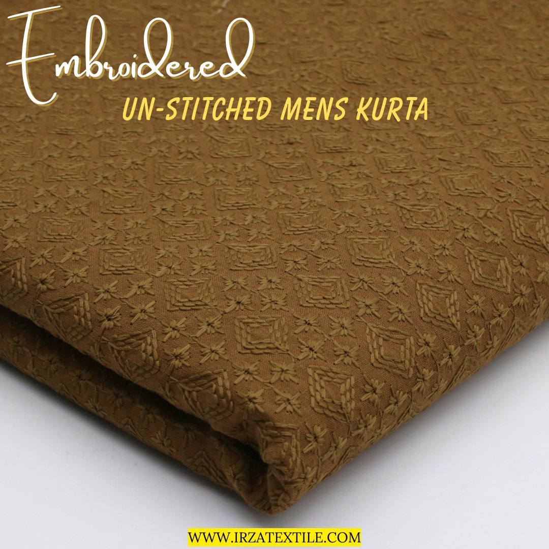 Un-Stitched Embroidered Tobacco Green Kurta GT-9225
